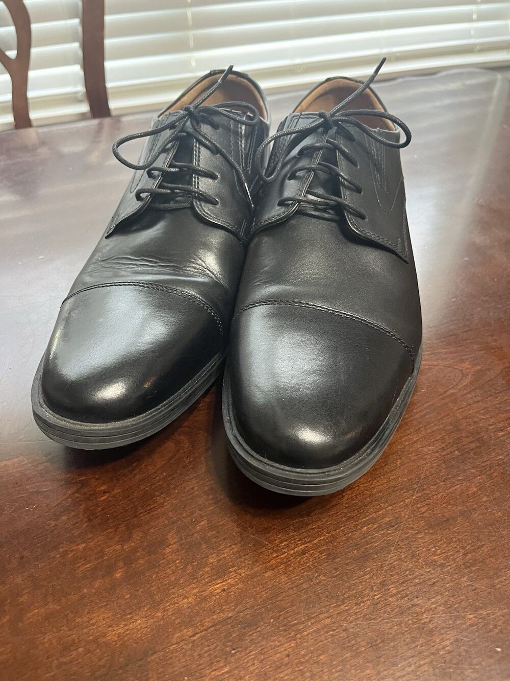 Clarks Collection 15770 Black Leather Cap Toe Lace-Up Oxford Dress Shoes 11.5W